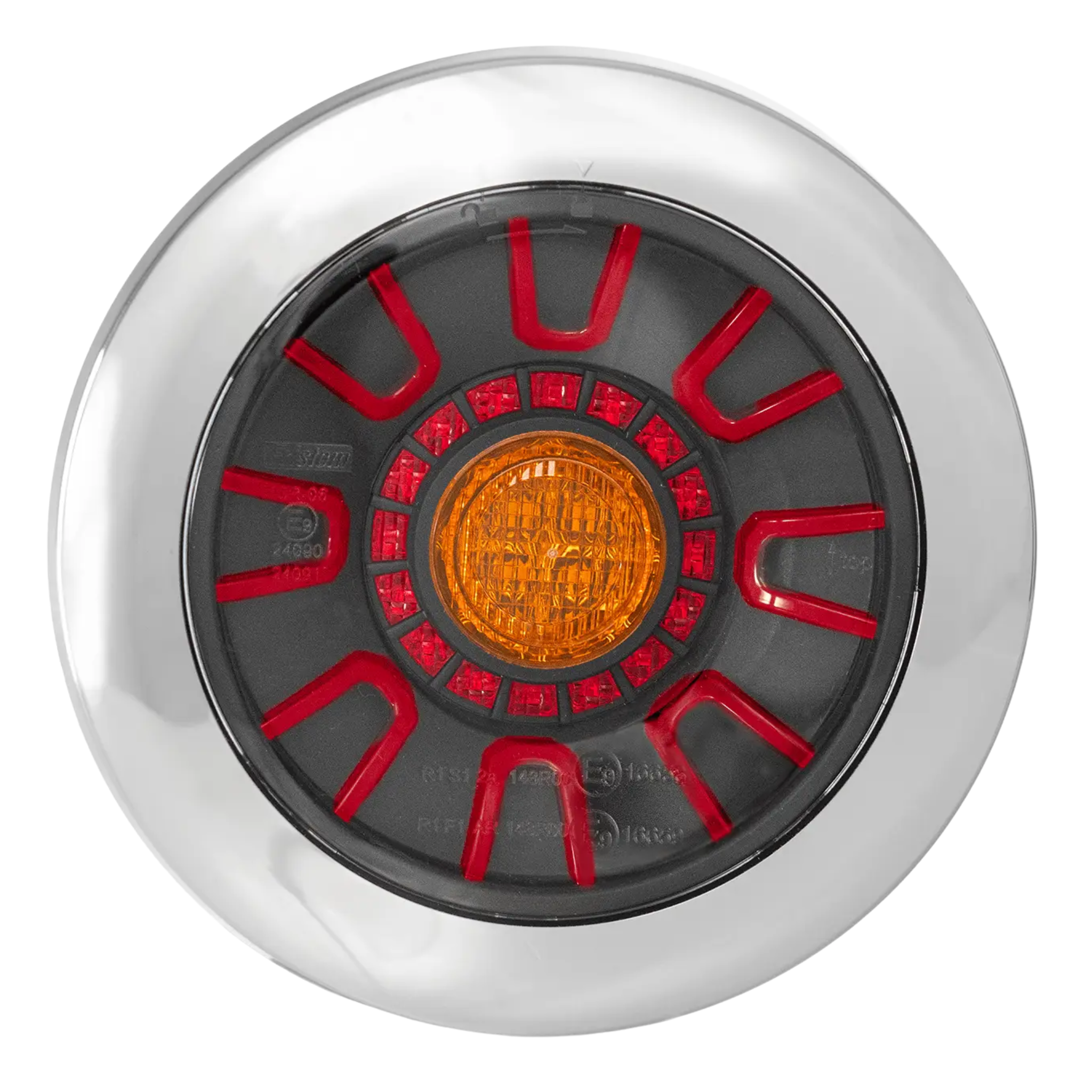 Fristom FT-313 LED Rear Lamp – Stop Tail & Indicator Black/Chrome 12–36V - Rear Lamps