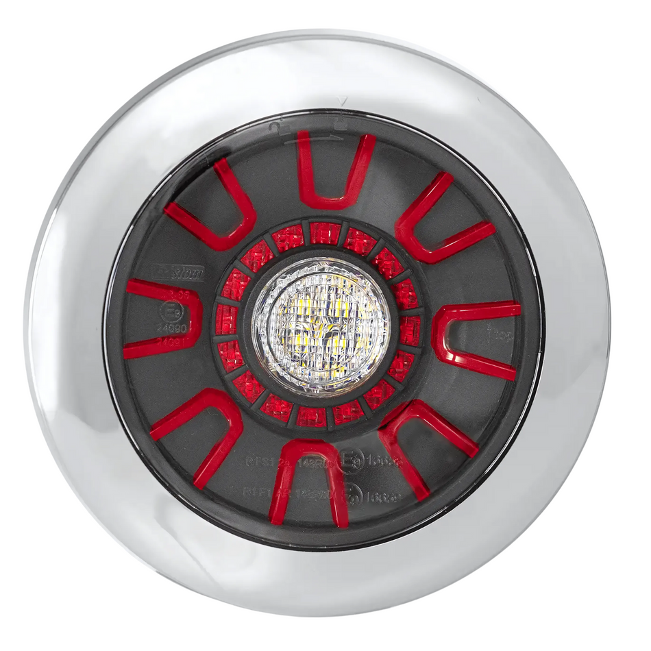 Fristom FT-314 LED Rear Lamp – 3 Function (Tail Fog Reverse) Black or Chrome 12–36V IP69 - Reverse Lamps