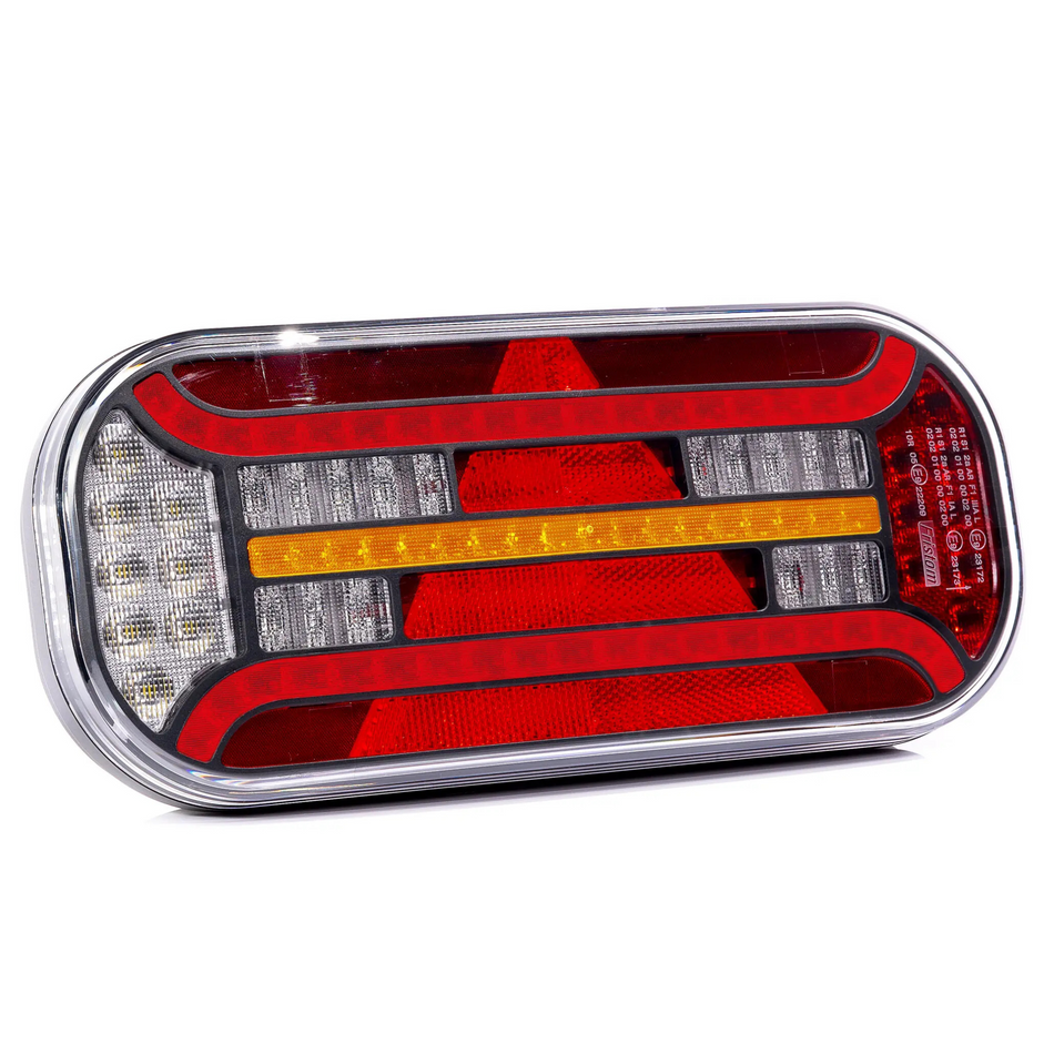 Fristom FT-610 LED DI Rear Lamp – 6/7 Function with Reflector & Dynamic Indicator 12–36V - Rear Lamps