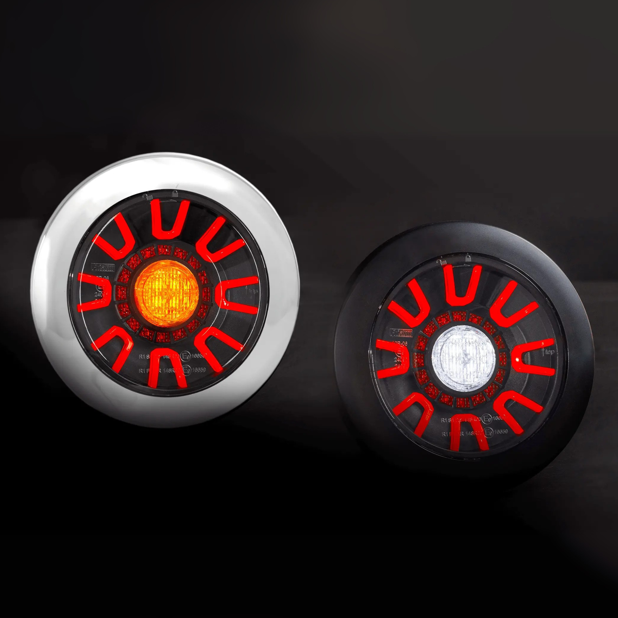 Fristom FT-313 LED Rear Lamp – Stop Tail & Indicator Black/Chrome 12–36V - Rear Lamps