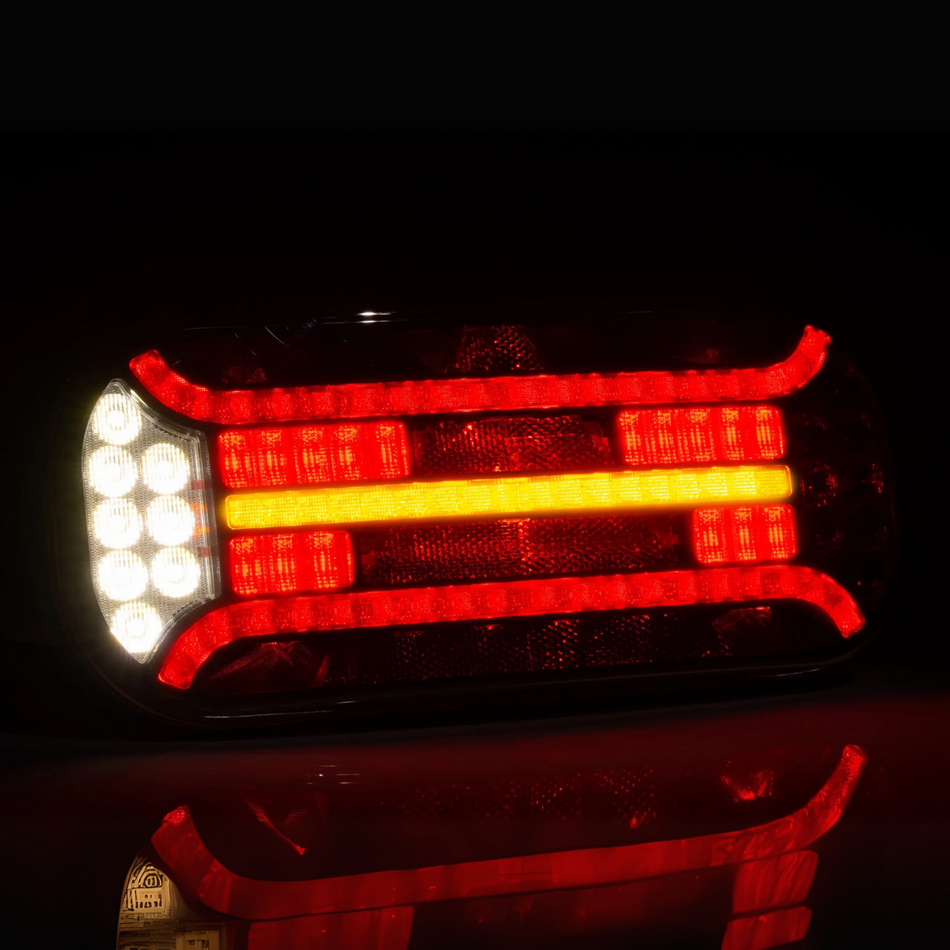 Fristom FT-610 LED DI Rear Lamp – 6/7 Function with Reflector & Dynamic Indicator 12–36V - Rear Lamps