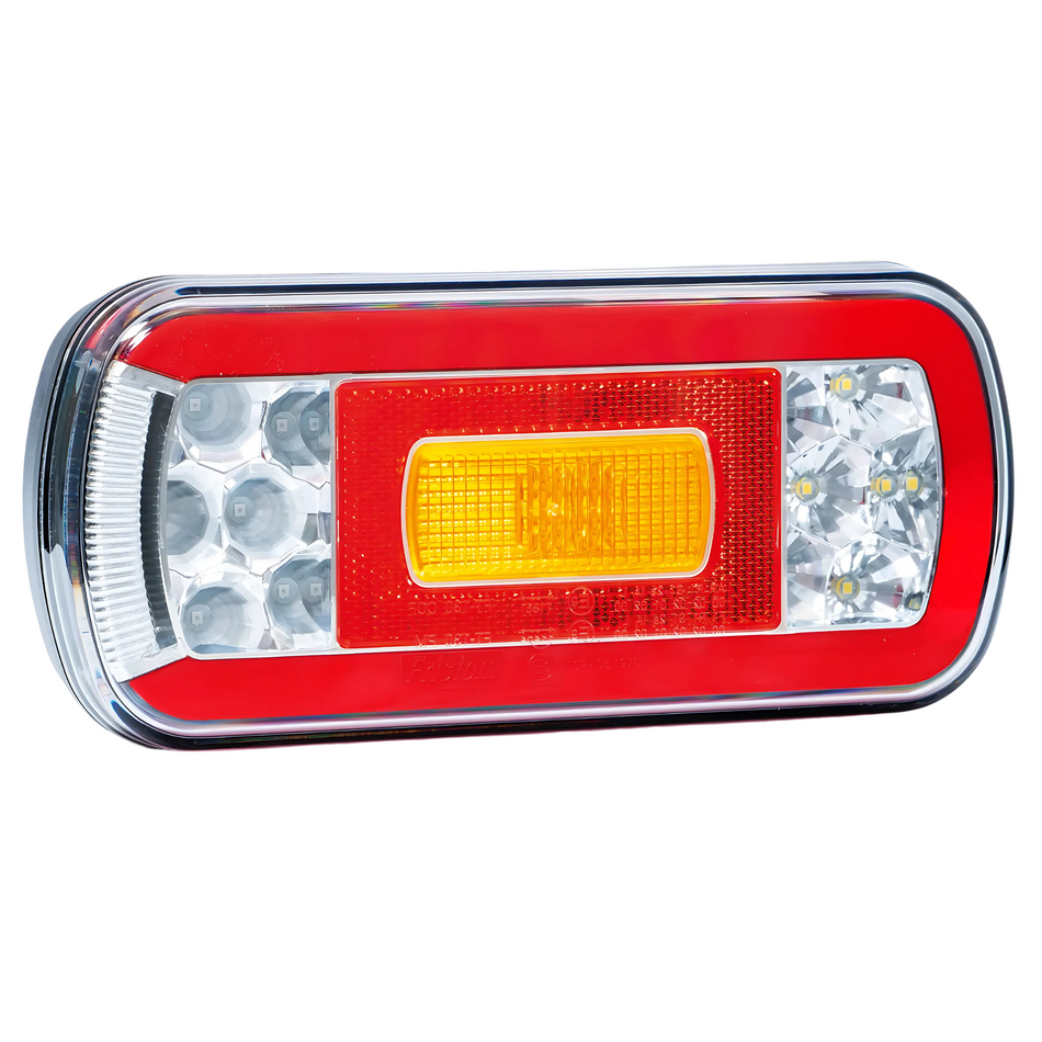 Fristom FT-130 LED Rear Combination Lamp – 6 Function (Stop Tail Indicator Reverse/Fog Reflector Plate) Cable 12–36V