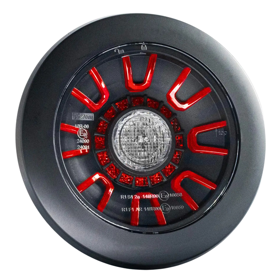Fristom FT-314 LED Rear Lamp – 3 Function (Tail Fog Reverse) Black or Chrome 12–36V IP69 - Reverse Lamps