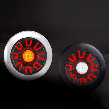 Fristom FT-314 LED Rear Lamp – 3 Function (Tail Fog Reverse) Black or Chrome 12–36V IP69 - Reverse Lamps