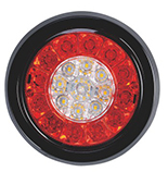 Shiliduo SD-2050 Round LED Rear Lamp – 3 Function (Tail Stop Reverse) Vinyl or Stainless-Steel Surround 12–24V - Vinyl