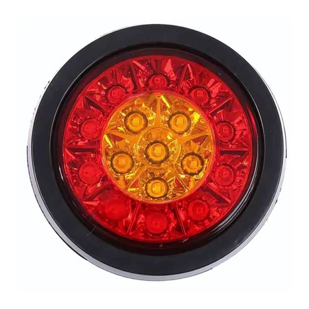 Shiliduo SD-2050 Round LED Rear Lamp – 3 Function (Tail Stop Indicator) Vinyl or Stainless-Steel Surround 12–24V